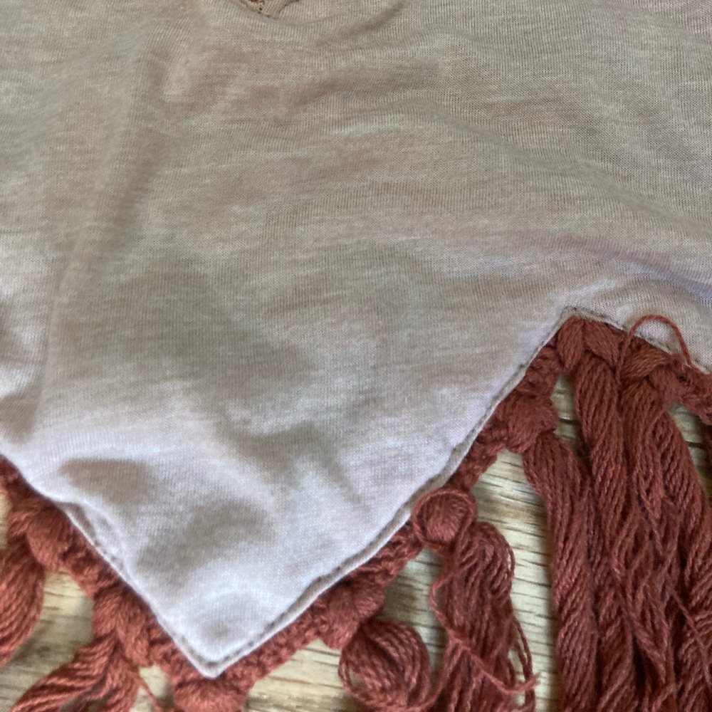 Hippie California Crochet Bohemian Rust/Sage/Cream Crop Tie Top S - Picture 7 of 9